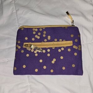 Purple and Gold Polka Dot Clutch